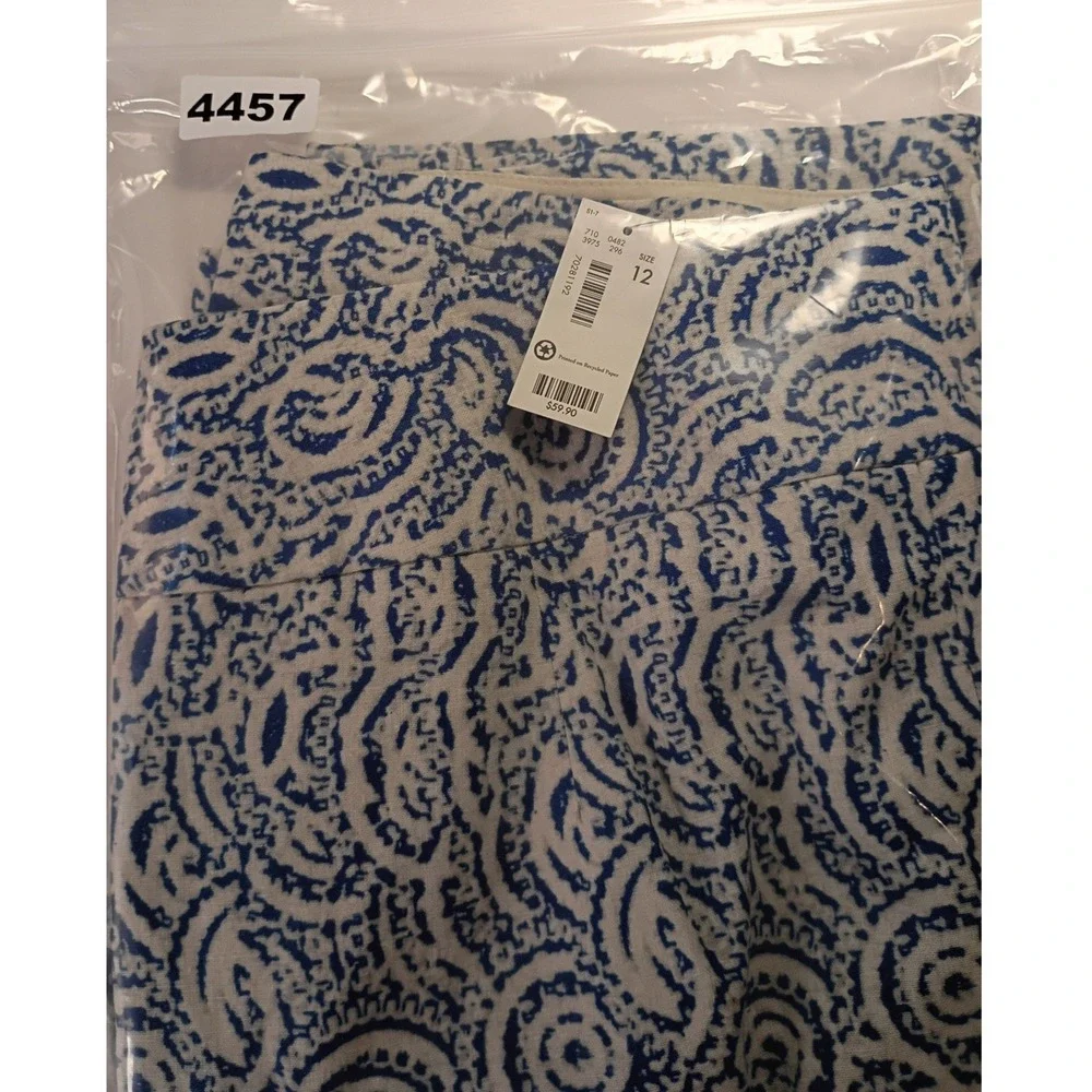 The Limited Blue White Paisley Print Pencil Skirt Size 12 Side Zip Casual NWT